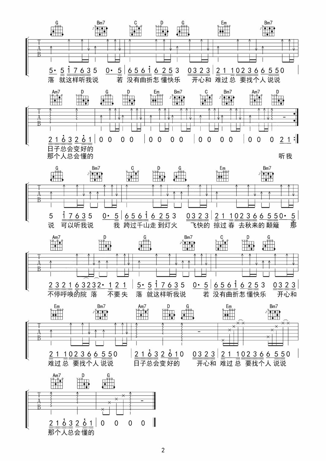 听我说 吉他谱 第2页