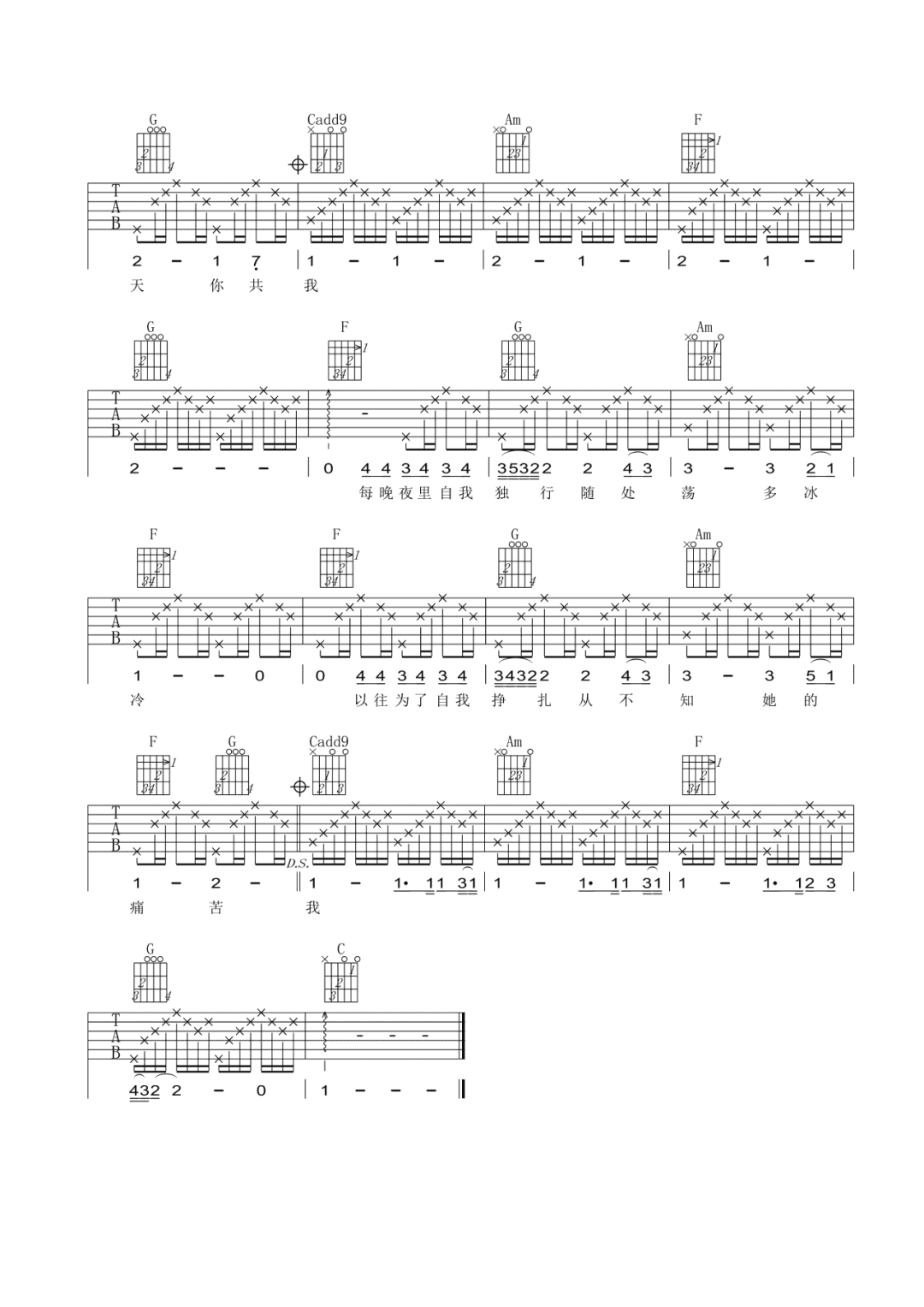喜欢你 吉他谱 第2页
